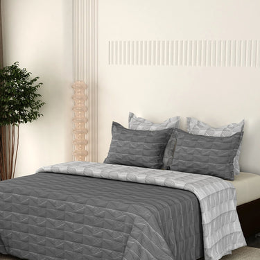 Everyday Ultrasonic Quilted Reversible Bedcover (Grey - Silver)