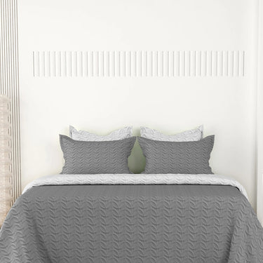 Rangriti - Multi-needle quilted, Reversible Bedcover (Grey & Silver)