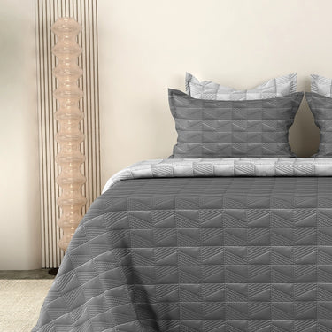 Everyday Ultrasonic Quilted Reversible Bedcover (Grey - Silver)