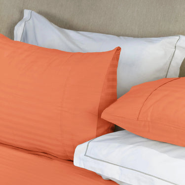 Simple Living - 210TC Satin Stripe Bedsheet Set(Orange)