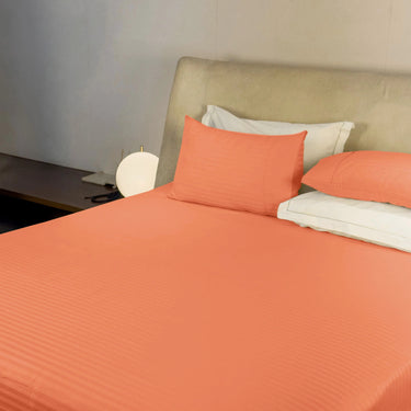 Simple Living - 210TC Satin Stripe Bedsheet Set(Orange)