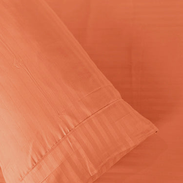 Simple Living - 210TC Satin Stripe Bedsheet Set(Orange)