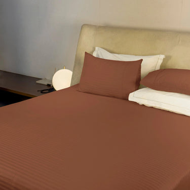 Simple Living - 210TC Satin Stripe Bedsheet Set(Brown)