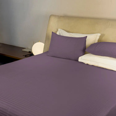 Simple Living - 210TC Satin Stripe Bedsheet Set(Plum)