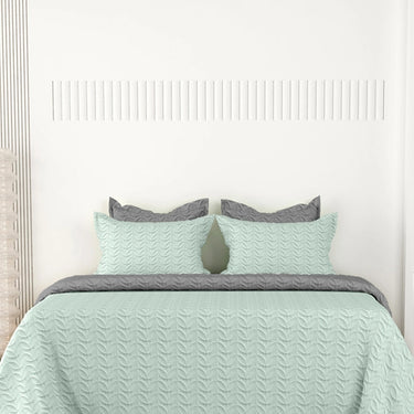 Rangriti - Multi-needle quilted, Reversible Bedcover (Pistachio & Grey)