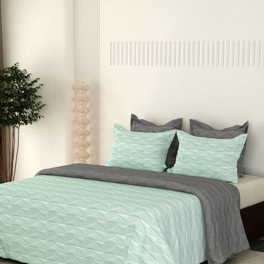 Everyday Ultrasonic Quilted Reversible Bedcover (Pistachio - Grey)