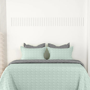 Everyday Ultrasonic Quilted Reversible Bedcover (Pistachio - Grey)