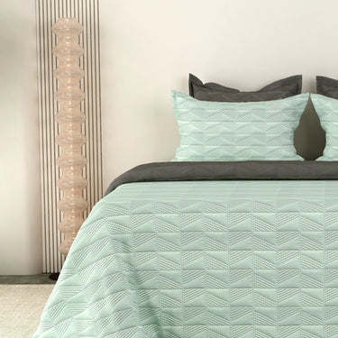 Everyday Ultrasonic Quilted Reversible Bedcover (Pistachio - Grey)