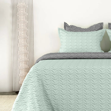 Rangriti - Multi-needle quilted, Reversible Bedcover (Pistachio & Grey)