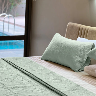 Sensation Ultrasonic Quilted  Bed Cover set (Sage Green)