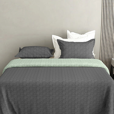 Aura Multi Needle Quilted, Reversible Bedcover (Grey & Pistachio)