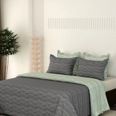 Everyday Ultrasonic Quilted Reversible Bedcover (Grey - Pistachio)