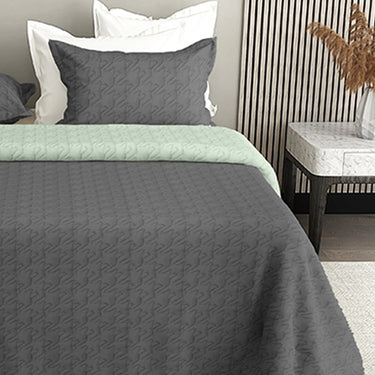 Aura Multi Needle Quilted, Reversible Bedcover (Grey & Pistachio)