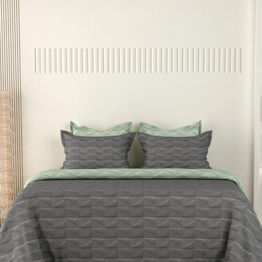 Everyday Ultrasonic Quilted Reversible Bedcover (Grey - Pistachio)