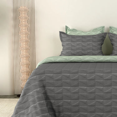 Everyday Ultrasonic Quilted Reversible Bedcover (Grey - Pistachio)