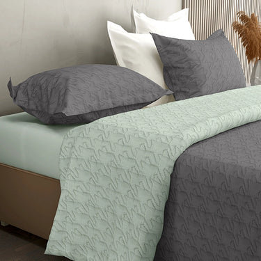 Aura Multi Needle Quilted, Reversible Bedcover (Grey & Pistachio)