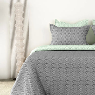 Rangriti - Multi-needle quilted, Reversible Bedcover (Grey & Pistachio)