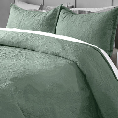 Sensation Ultrasonic Quilted  Bed Cover set (Olive Green)