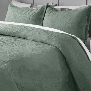 Sensation Ultrasonic Quilted  Bed Cover set (Olive Green)