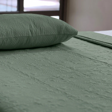 Sensation Ultrasonic Quilted  Bed Cover set (Olive Green)