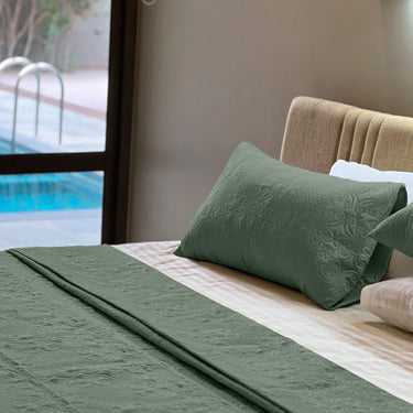 Sensation Ultrasonic Quilted  Bed Cover set (Olive Green)