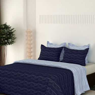 Everyday Ultrasonic Quilted Reversible Bedcover (Navy - Sky)