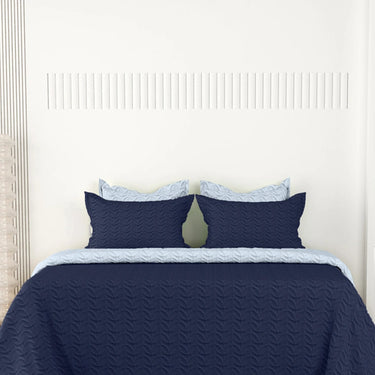 Everyday Ultrasonic Quilted Reversible Bedcover (Navy - Sky)