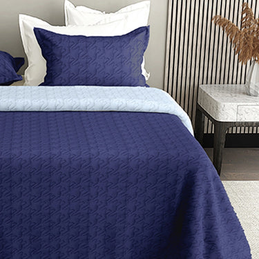 Aura Multi Needle Quilted, Reversible Bedcover (NavyBlue & SkyBlue)