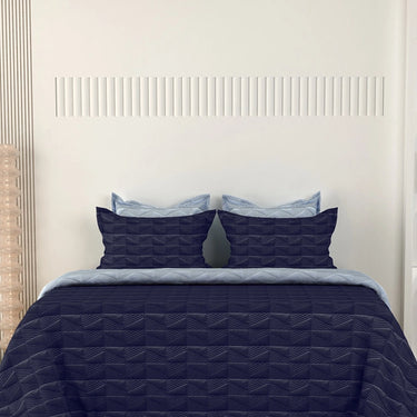 Everyday Ultrasonic Quilted Reversible Bedcover (Navy - Sky)