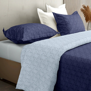 Aura Multi Needle Quilted, Reversible Bedcover (NavyBlue & SkyBlue)