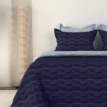 Everyday Ultrasonic Quilted Reversible Bedcover (Navy - Sky)