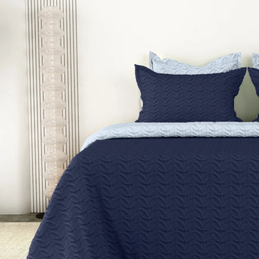 Everyday Ultrasonic Quilted Reversible Bedcover (Navy - Sky)