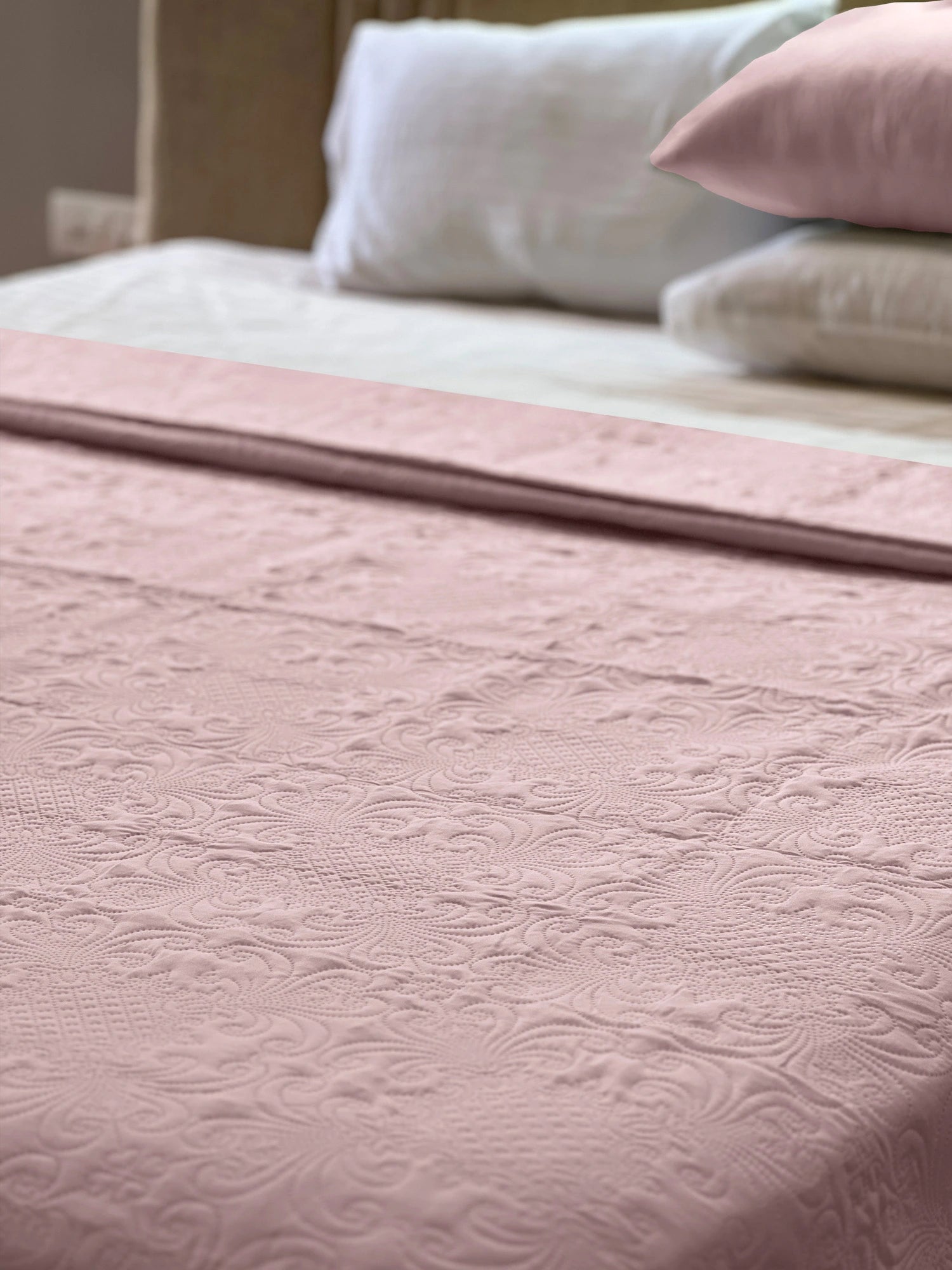 Sensation Ultrasonic Quilted  Bed Cover set (Peach)