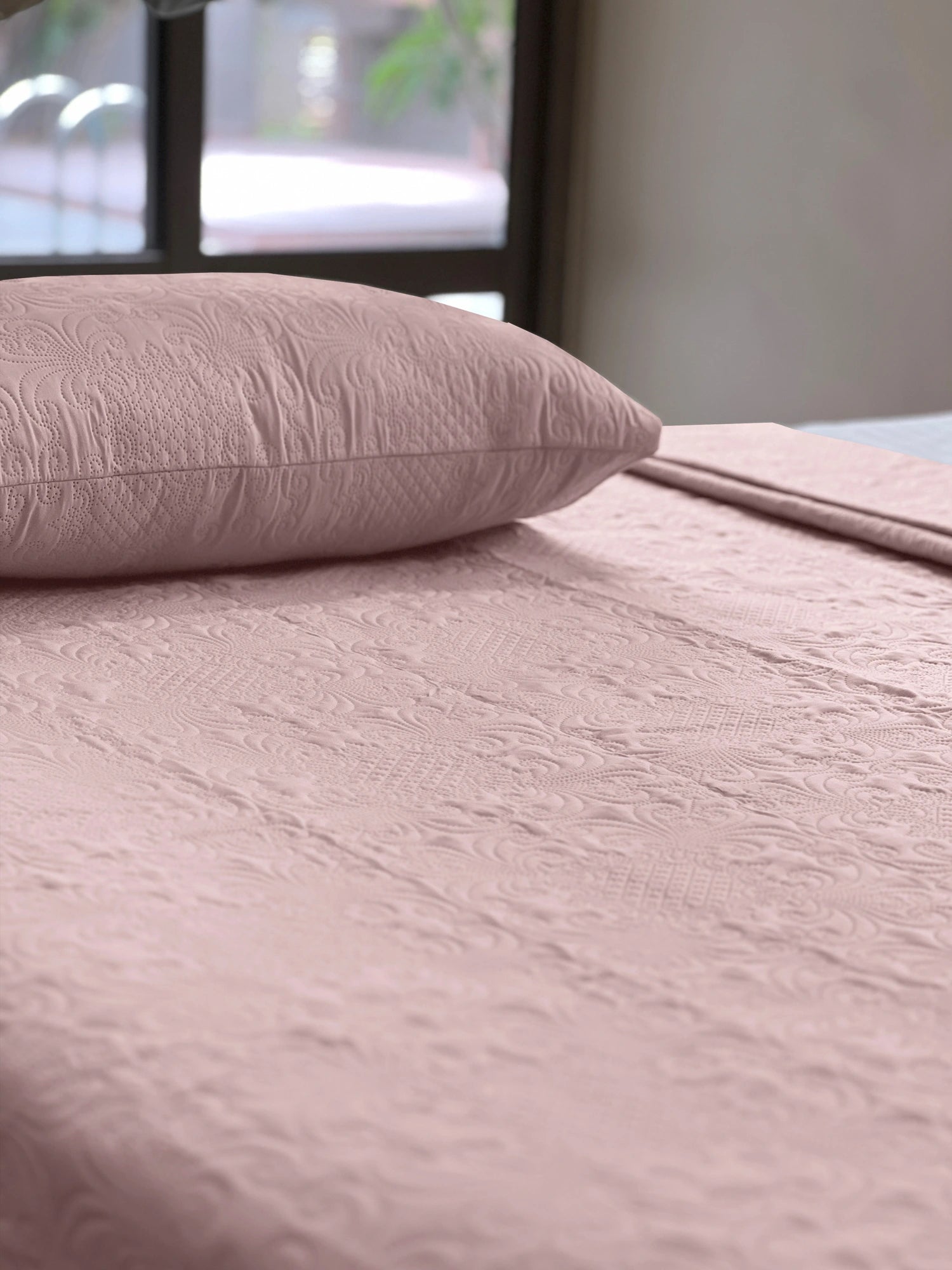 Sensation Ultrasonic Quilted  Bed Cover set (Peach)