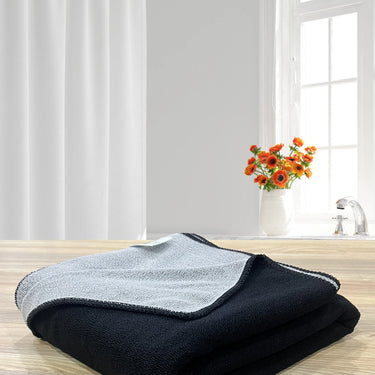 Euphoria 450GSM Reversible, Super Soft, Anti Microbial, Bath Towel (75cm x 150cm), Black