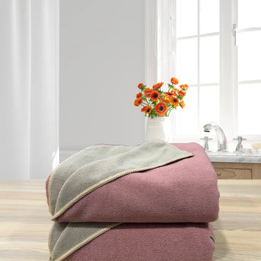 Euphoria 450GSM Reversible, Super Soft, Anti Microbial, Bath Towel (75cm x 150cm), Mauve