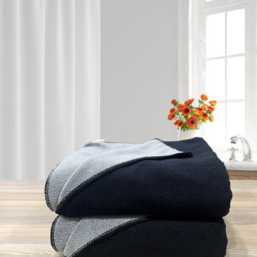 Euphoria 450GSM Reversible, Super Soft, Anti Microbial, Bath Towel (75cm x 150cm), Black