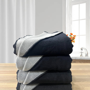 Euphoria 450GSM Reversible, Super Soft, Anti Microbial, Bath Towel (75cm x 150cm), Black