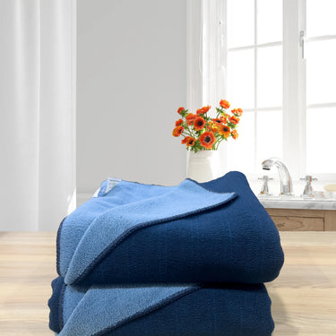 Euphoria 450GSM Reversible, Super Soft, Anti Microbial, Bath Towel (75cm x 150cm), Navy