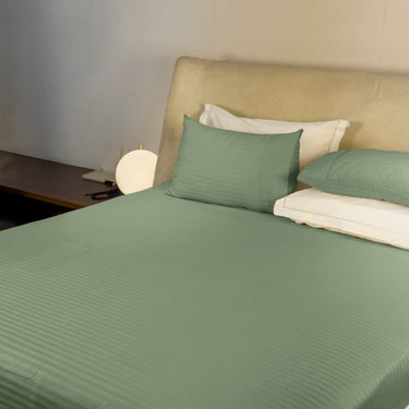 Simple Living - 210TC Satin Stripe Bedsheet Set(Midnight Green)