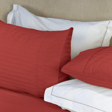 Simple Living - 210TC Satin Stripe Bedsheet Set(Red)