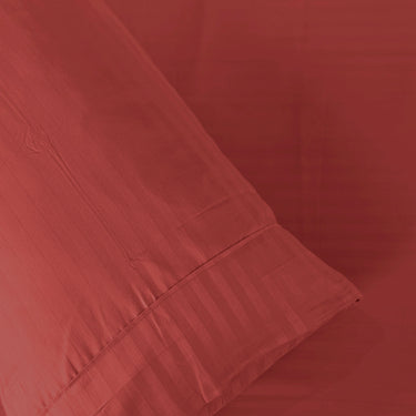 Simple Living - 210TC Satin Stripe Bedsheet Set(Red)