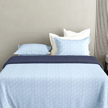 Aura Multi Needle Quilted, Reversible Bedcover (Sky Blue & Navy Blue)