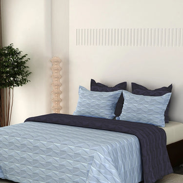 Everyday Ultrasonic Quilted Reversible Bedcover (Sky - Navy)