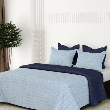 Everyday Ultrasonic Quilted Reversible Bedcover (Sky - Navy)