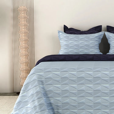 Everyday Ultrasonic Quilted Reversible Bedcover (Sky - Navy)