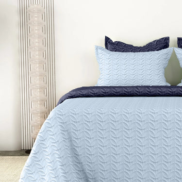 Rangriti - Multi-needle quilted, Reversible Bedcover (Sky Blue & Navy Blue)