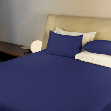 Simple Living - 210TC Satin Stripe Bedsheet Set(Blue)