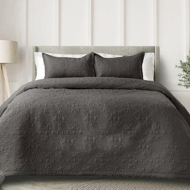 Sensation Ultrasonic Quilted  Bed Cover set(Charcoal)