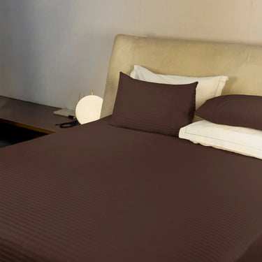 Simple Living - 210TC Satin Stripe Bedsheet Set(Coffee)